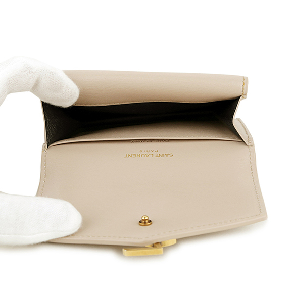 Saint Laurent Sulpice Card Case Leather Beige - Picture 5 of 7